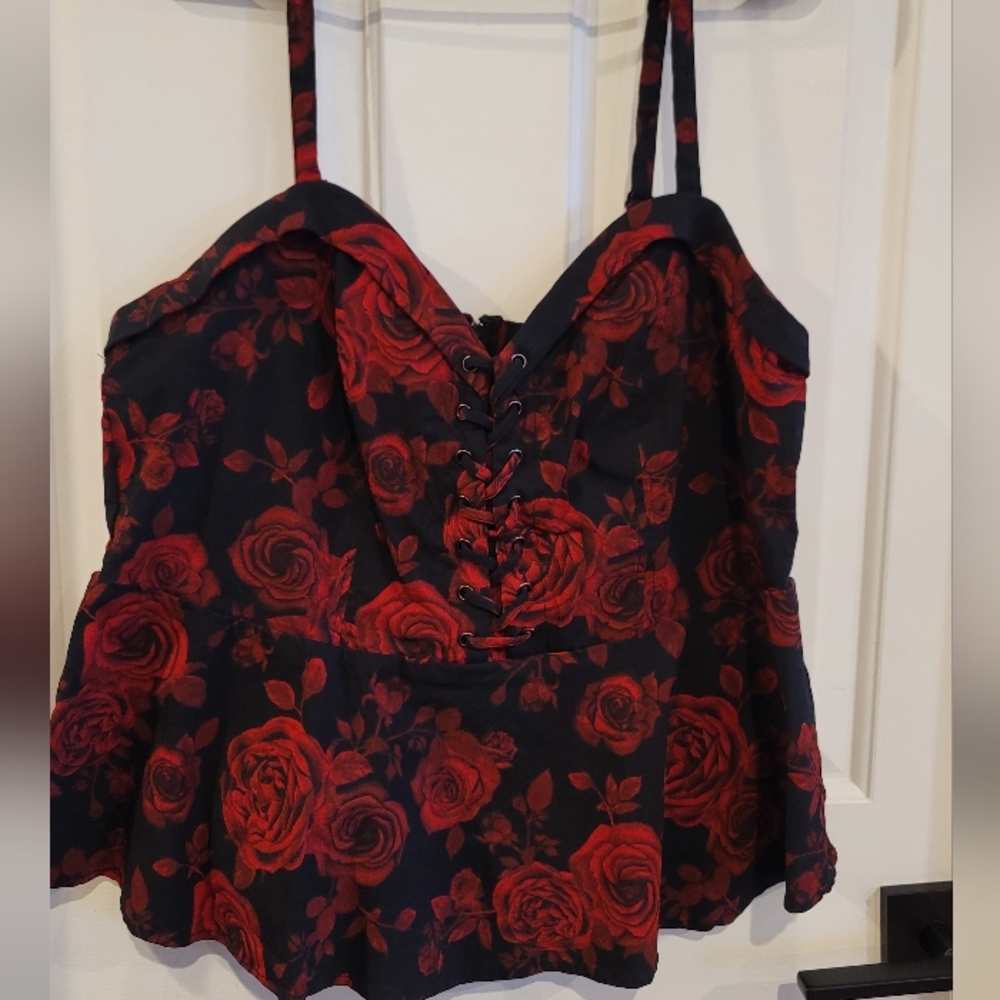 Torrid Size 2 - Peplum Bengaline Lace-Up Cami